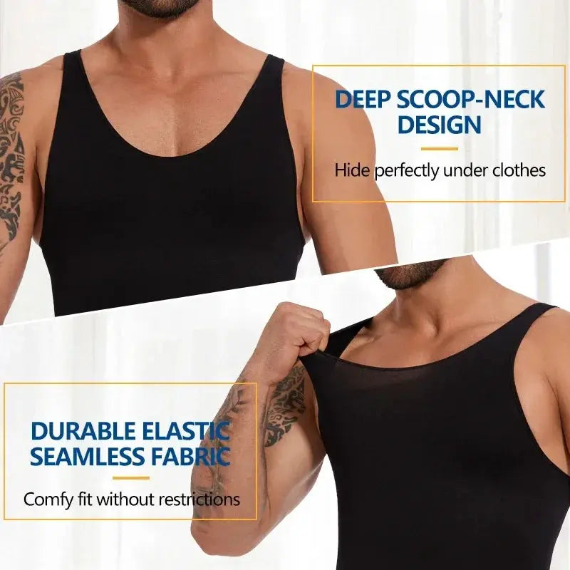 Mens Seamless Compression Bodysuit for Tummy Control