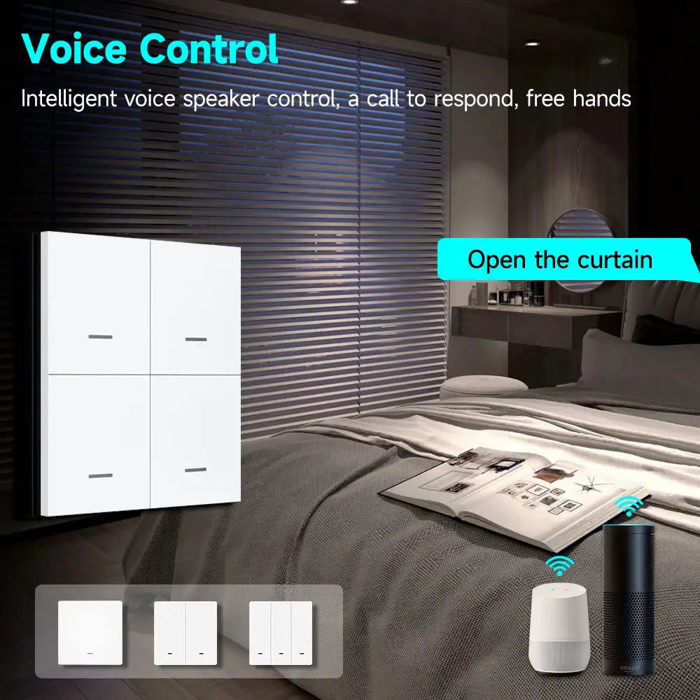 Tuya ZigBee 3.0 Smart Scene Switch Wireless Free Sticker Wall Scene Switch Push Button Battery Powered Transmitter Alexa