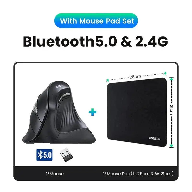 Vertical Wireless Bluetooth Ergonomic Mouse Mute Buttons