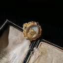 Women Gemstone Necklace and Zirconia Pearl Earrings Set in Textured 18K Gold