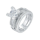 Moissanite Engagement Ring Set Silver