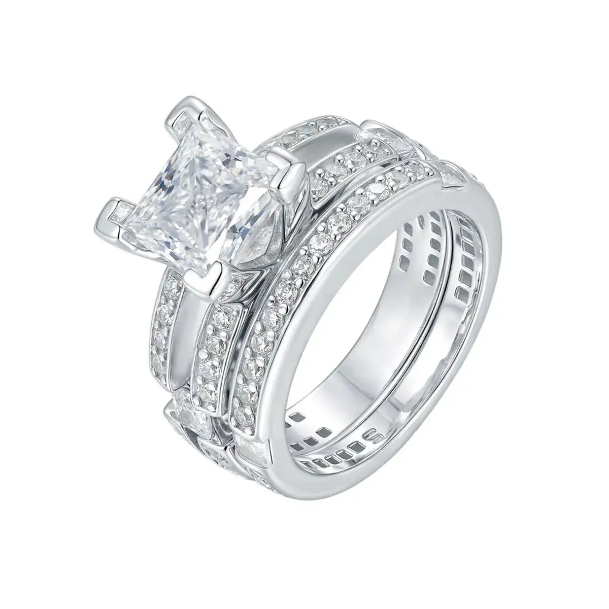 Moissanite Engagement Ring Set Silver — product image 5