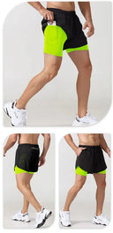 Men Quick Dry Double Layer Running Shorts Black