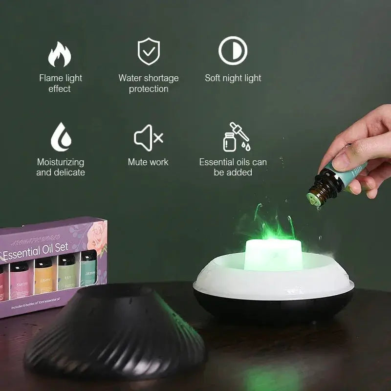 Kinscoter USB Essential Oil Diffuser With Flame Light 130ml