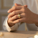 Moissanite Ring in Sterling Silver Wide