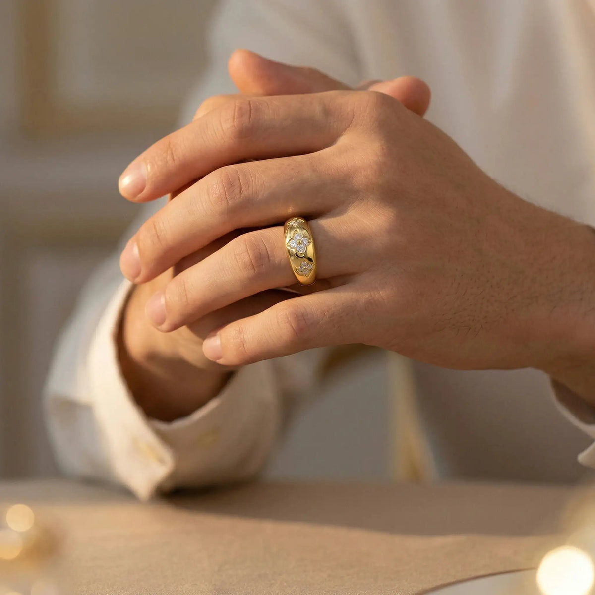 Moissanite Ring in Sterling Silver Wide — product view 4