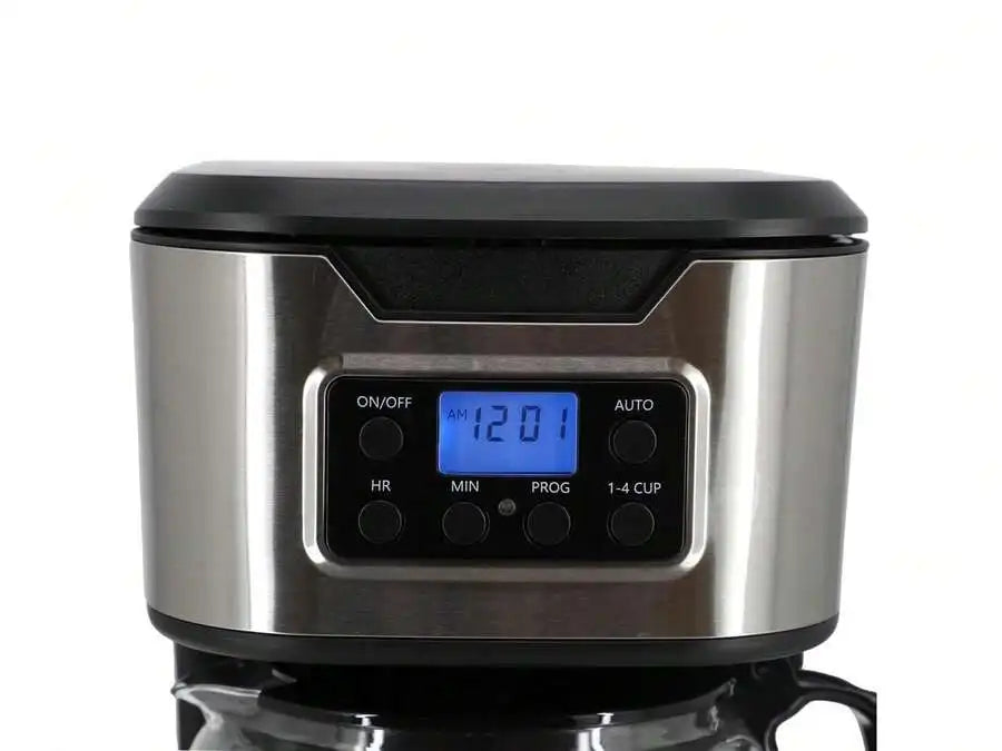 Programmable Coffee Maker In Black With Stainless Steel Accents — product view 4
