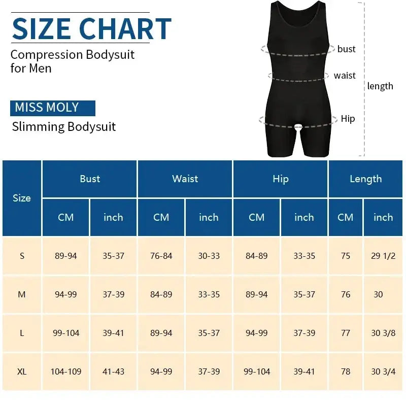 Men's Sleeveless Compression Bodysuit Tummy Control Shapewear