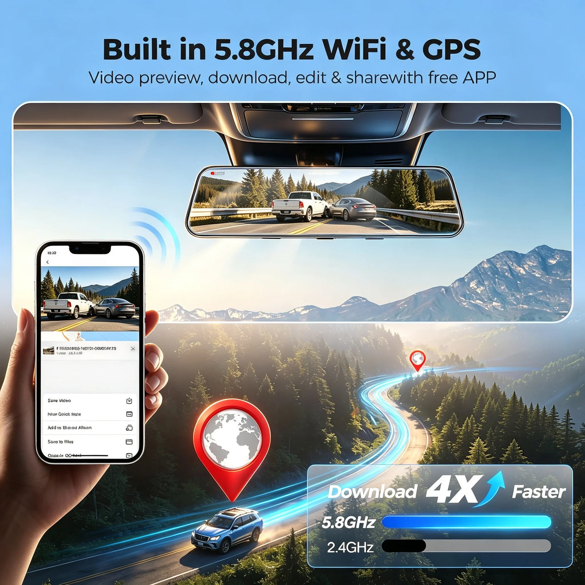 PRO Mirror Dash Cam with STARVIS , Inch Rear View — product view 6