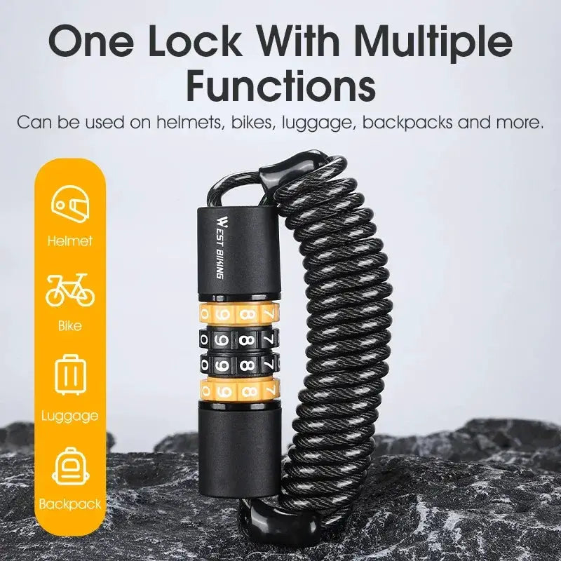 Compact Zinc Alloy Password Bicycle Lock With Steel Cable