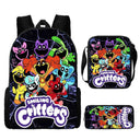 3 Pcs Set Smiling Anime Critters School Bags for Kids