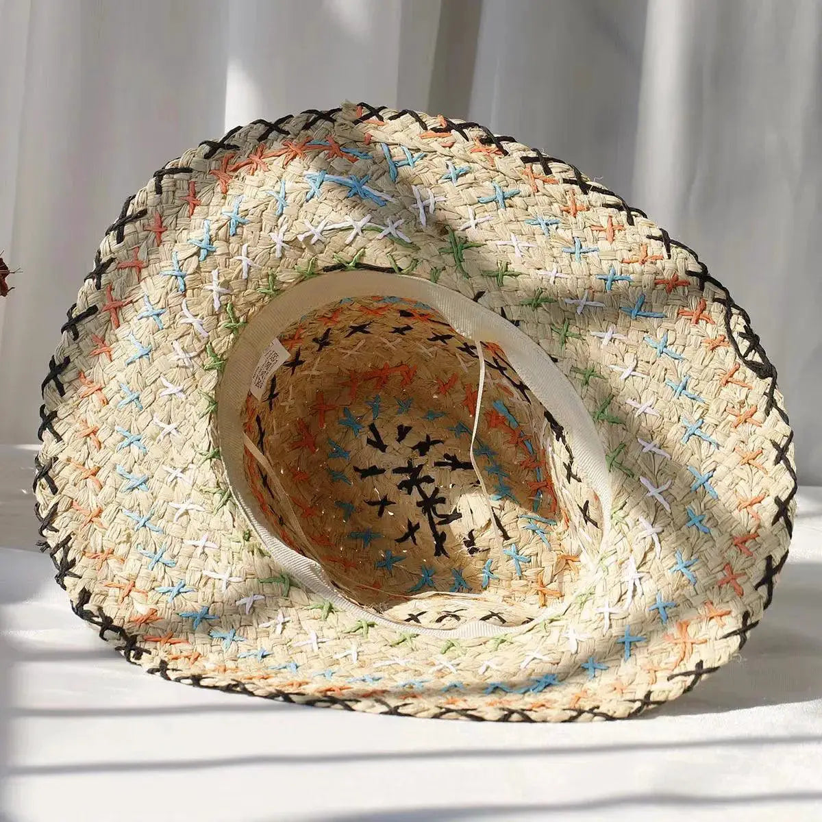 Raffia Straw Bohemian Sun Hat for Women Colorful Vacation