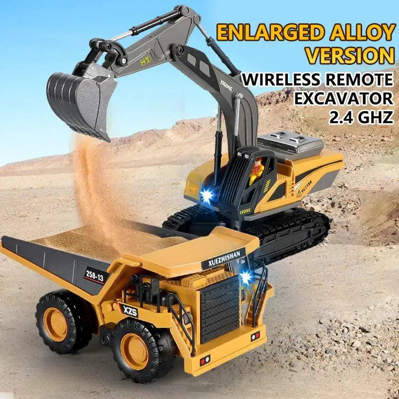 Remote Control Excavator and Dumper Truck Engaging RC Toy
