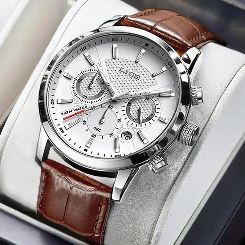 LIGE Chronograph Business Watch for Men Luxury Timepiece