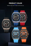 Mens Colorful Multi Functional Tonneau Quartz Watch