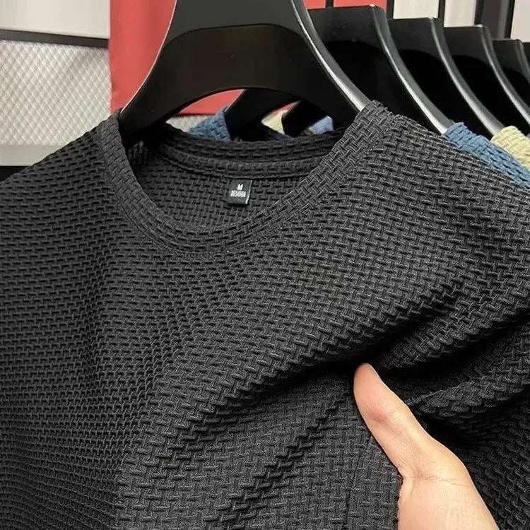 Mens Short Sleeve Mesh Bamboo Ice Silk T Shirt Summer Top