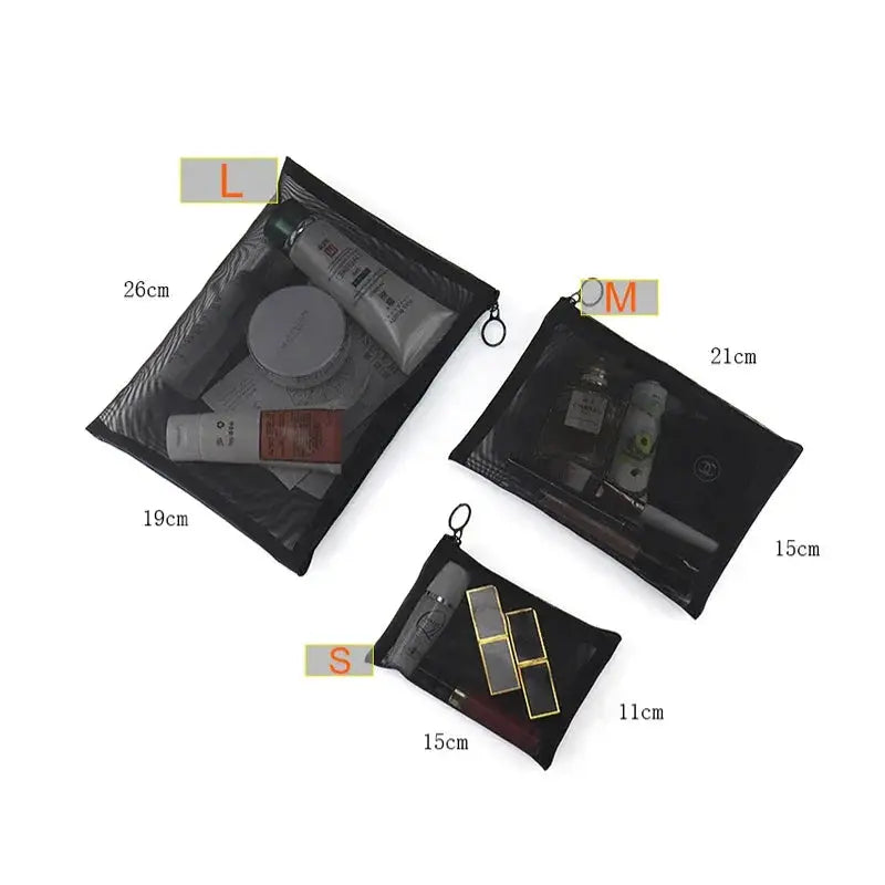 Large Capacity Portable Travel Makeup Bag With Mesh Storage