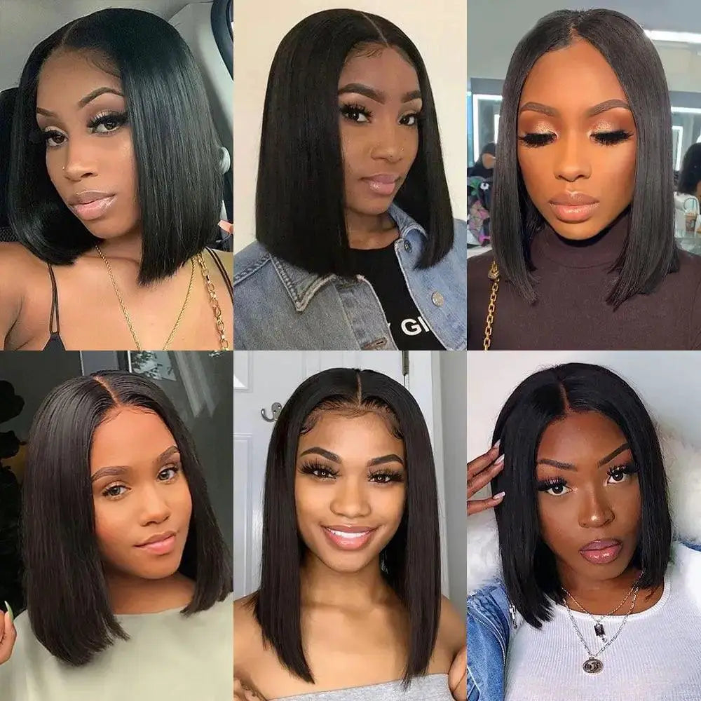 Lace Front Bone Straight Bob Wig 100 Percent Human Hair