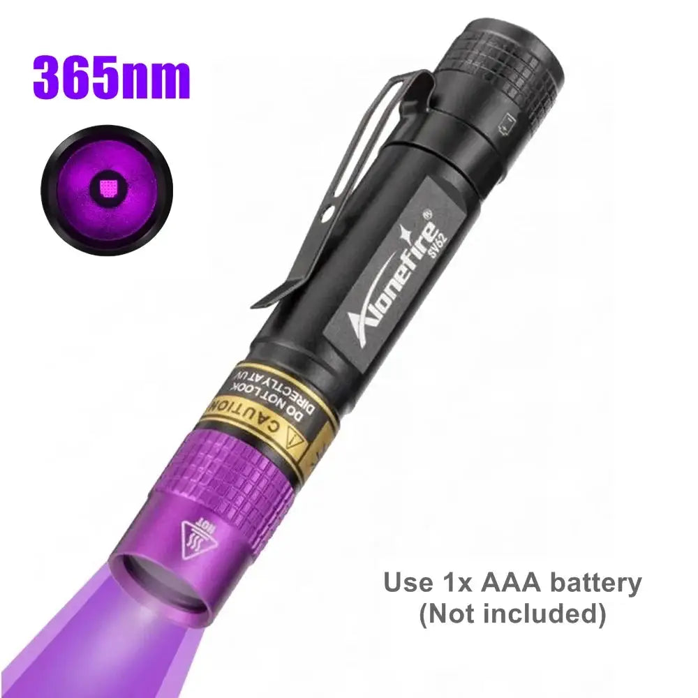 365/395nm Uv Flashlight Blacklight Mini Ultraviolet Torch Money Ore Pet Urine Invisible Ink Marker Stain Scorpion Detector Lamp