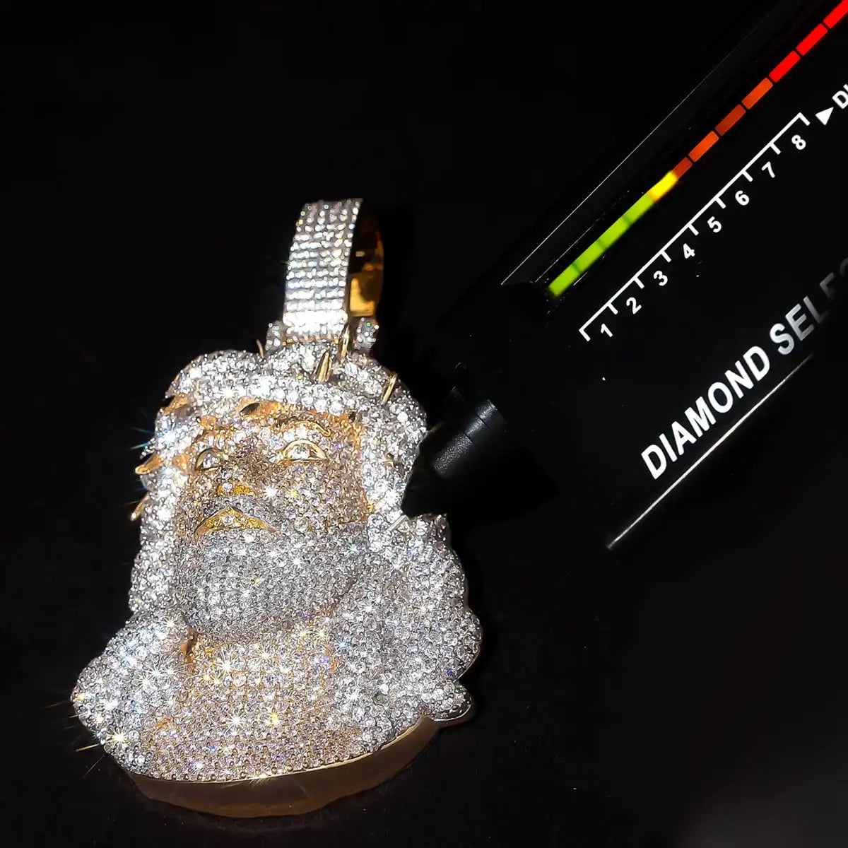 Gold Plated Jesus Pendant Micro Cubic Zirconia Christ Head Charm — product view 6
