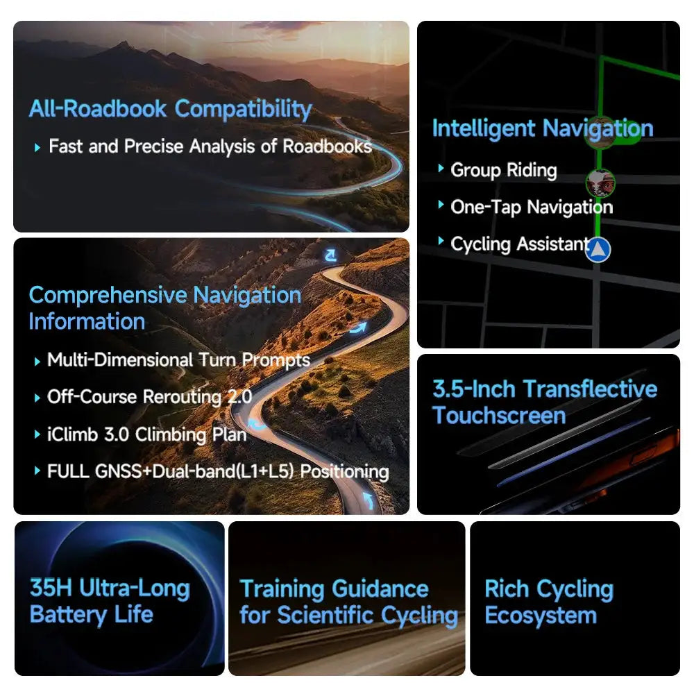 iGPSPORT BiNavi Bike Computer Touchscreen Map Navigation 35 Hours Battery Life IPX7 Waterproof Route Planning