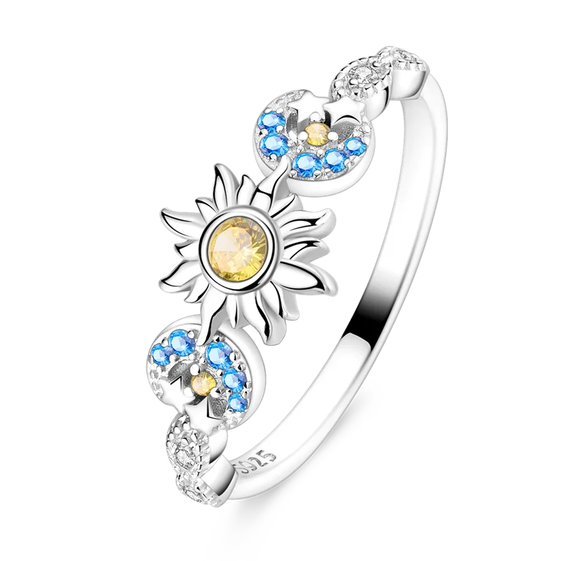 Sterling Silver Ring Sparking Zirconium