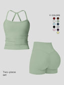 Yoga Set Women Quick Dry Cami High Waist Shorts