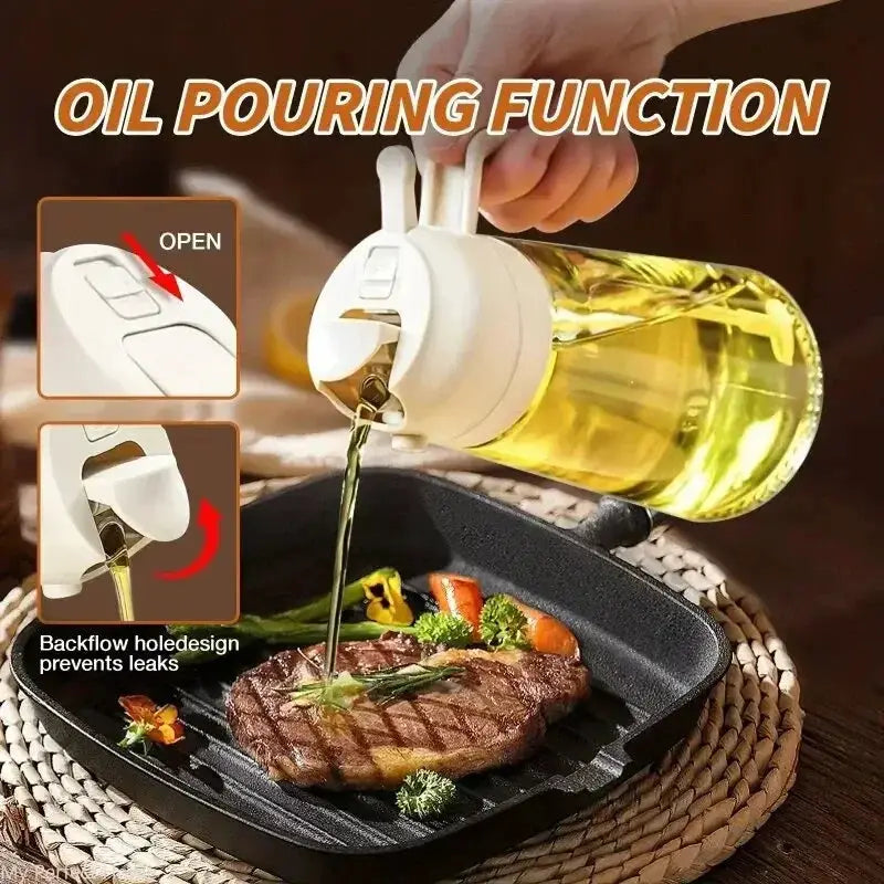 2in1 500ml Plastic Spray Oil Sprayer Bottle Kitchen Tool - OurLum.com