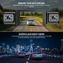 BCUOZ Dashcam with Super Night Vision - Front Rear Left