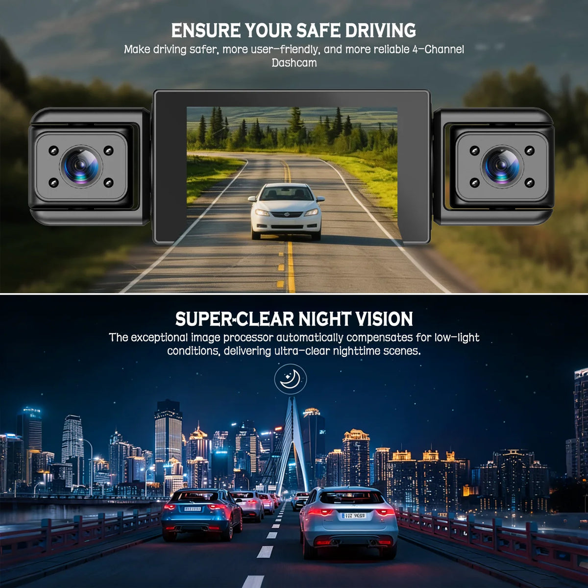 BCUOZ ° Dashcam with Super Night Vision - Front Rear Left — product view 7