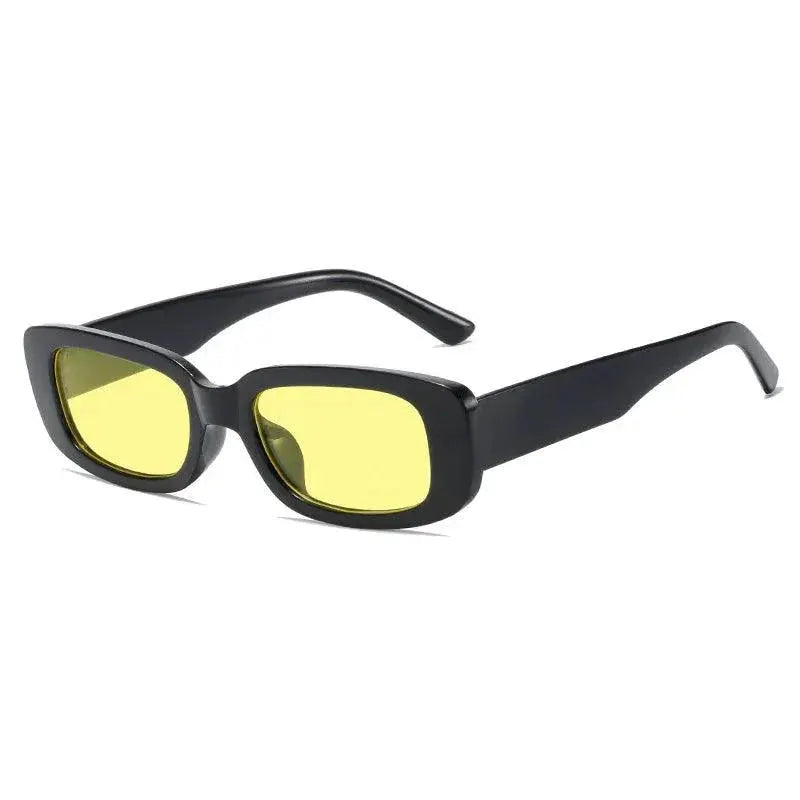 Luxury Vintage Black Square Sunglasses Gradient Mirror