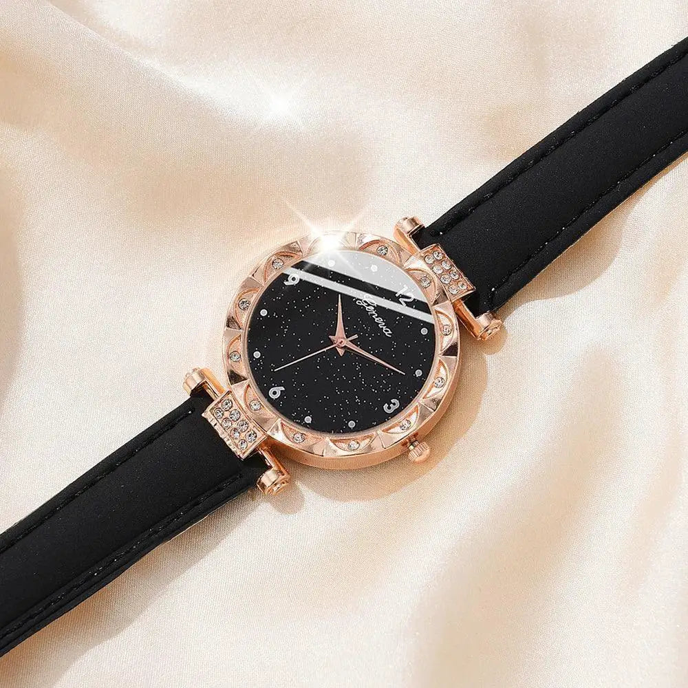 Luxury Rhinestone Women's Timepiece Set Elegant Quartz