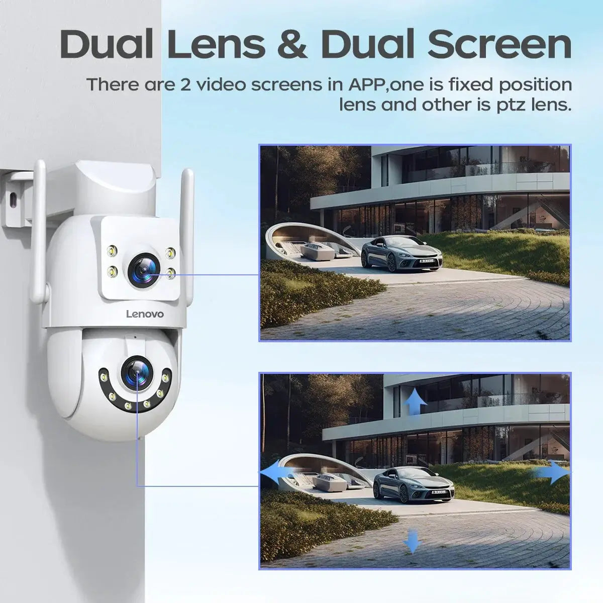 Lenovo 4K Outdoor WiFi Surveillance Camera Dual Lens PTZ IP - OurLum.com