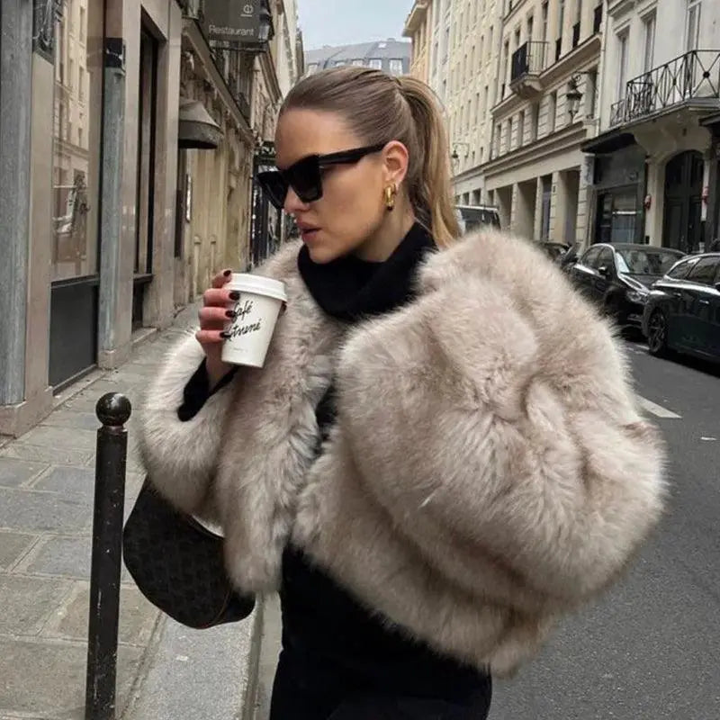 Stay Chic Cozy Luxurious Gradient Faux Fur Jacket Women
