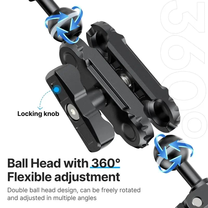Ulanzi CO17 Super Clamp with 360° Dual-Head Double Clamps Magic Arm Arri Adapter for for Panoramic Camera Umbrella LED Light