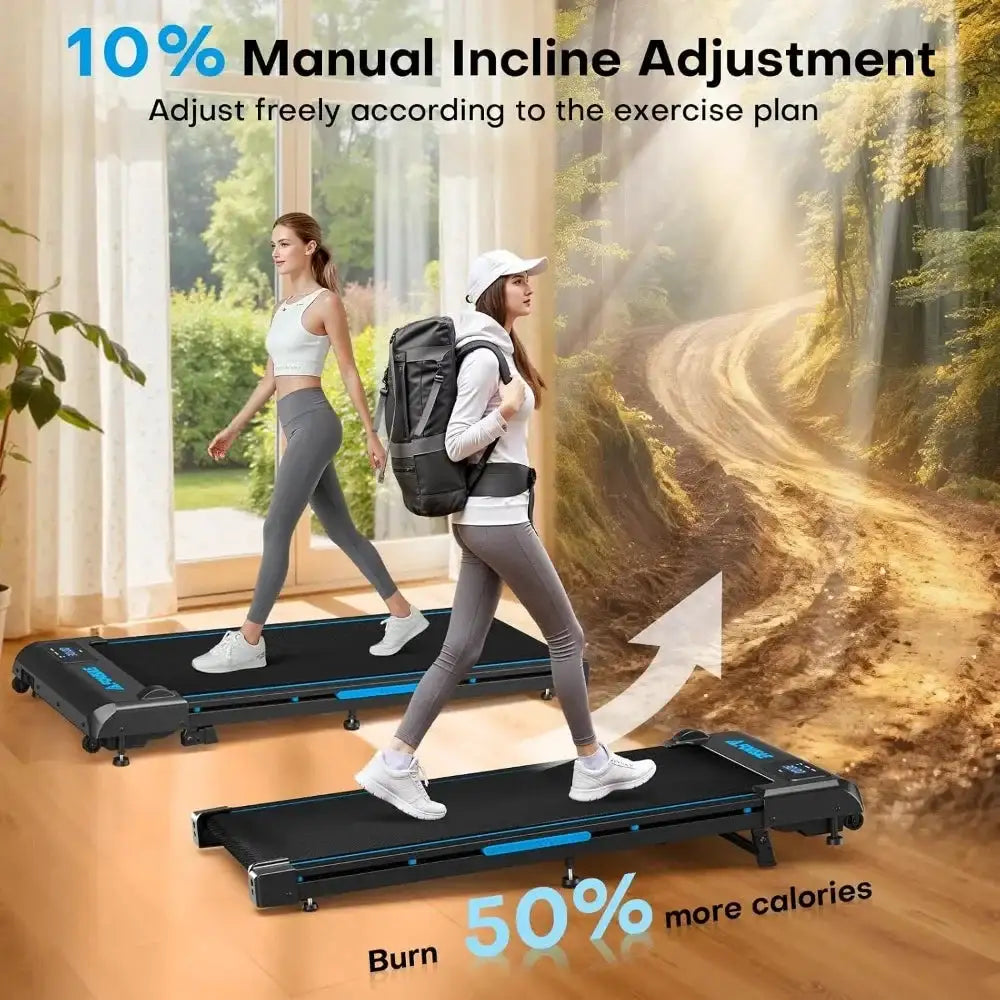 Under Desk Walking Pad with 9% Incline, 6.2MPH, 2.5HP Brushless Drive, 12 HIIT Programs, Remote Control, 330LBS Capacity