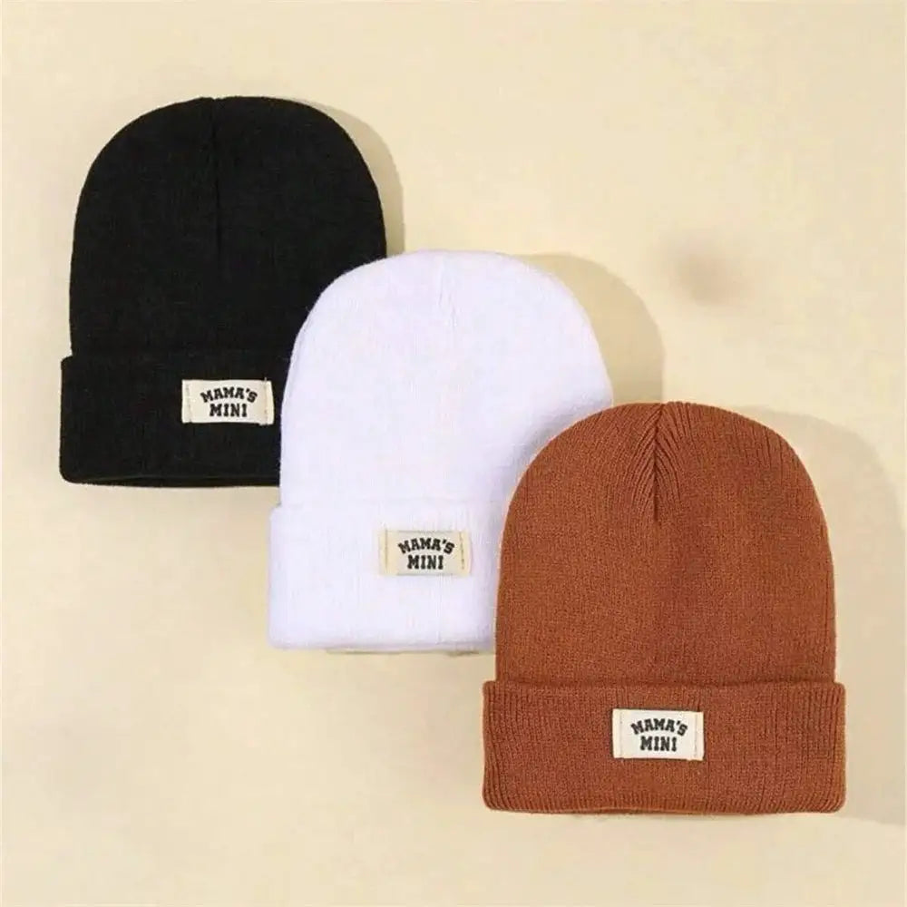 4Pcs New Kids Solid Color Warm Knitted Cap Children Autumn Winter Caps for Baby Boys Girls Brimless Hat Beanie