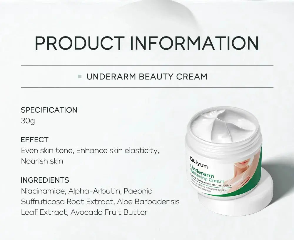 Quiyum Underarm Body Cream Armpit Legs Knee Elbow Cream Dull Remove Dark Spots Melanin Brighten Skin Care 30g