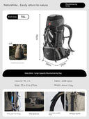 70L Naturehike Backpack For Hikers Lite