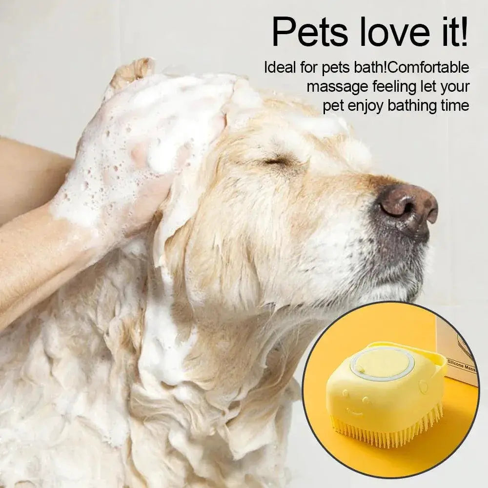 Silicone Dog Brush Shampoo Massager Dispenser Grooming Tool
