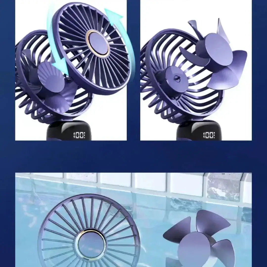 Portable Handheld Personal Rechargeable Fan LED Digital Display 90°Adjustable Rechargeable Fan , 5 Speed Wind Mini Aromatherapy