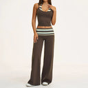 Fitness Set Women Stripes Polka Dot Capri