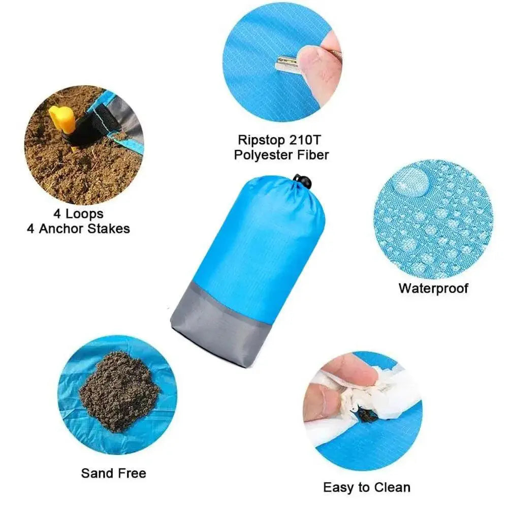 Sandproof Waterproof Beach Blanket 200x210cm Picnic Mat