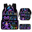 3 Pcs Set Smiling Anime Critters School Bags for Kids