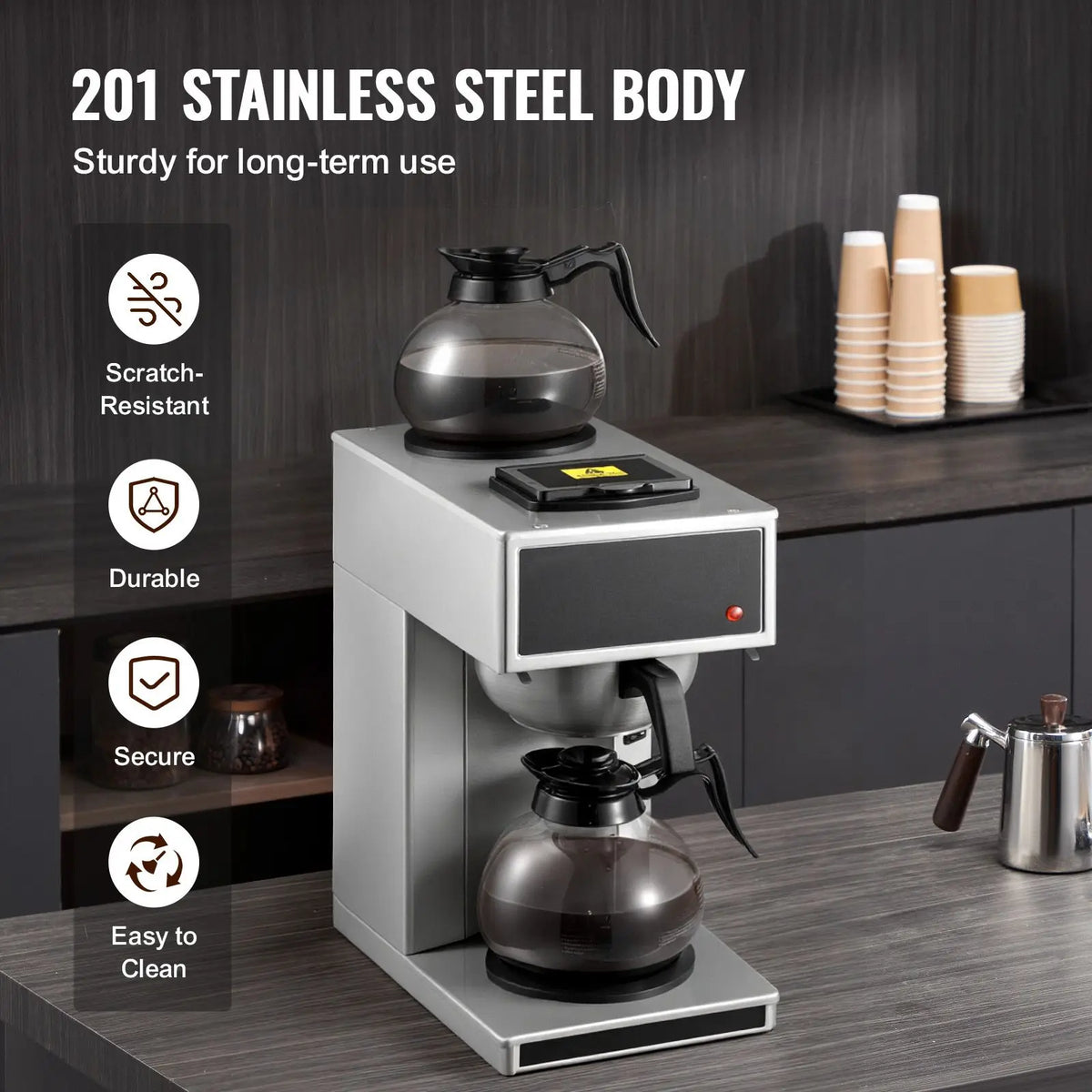 Commercial Drip Coffee Maker, Cups Coffee-Maker Machine with Glass — product view 5
