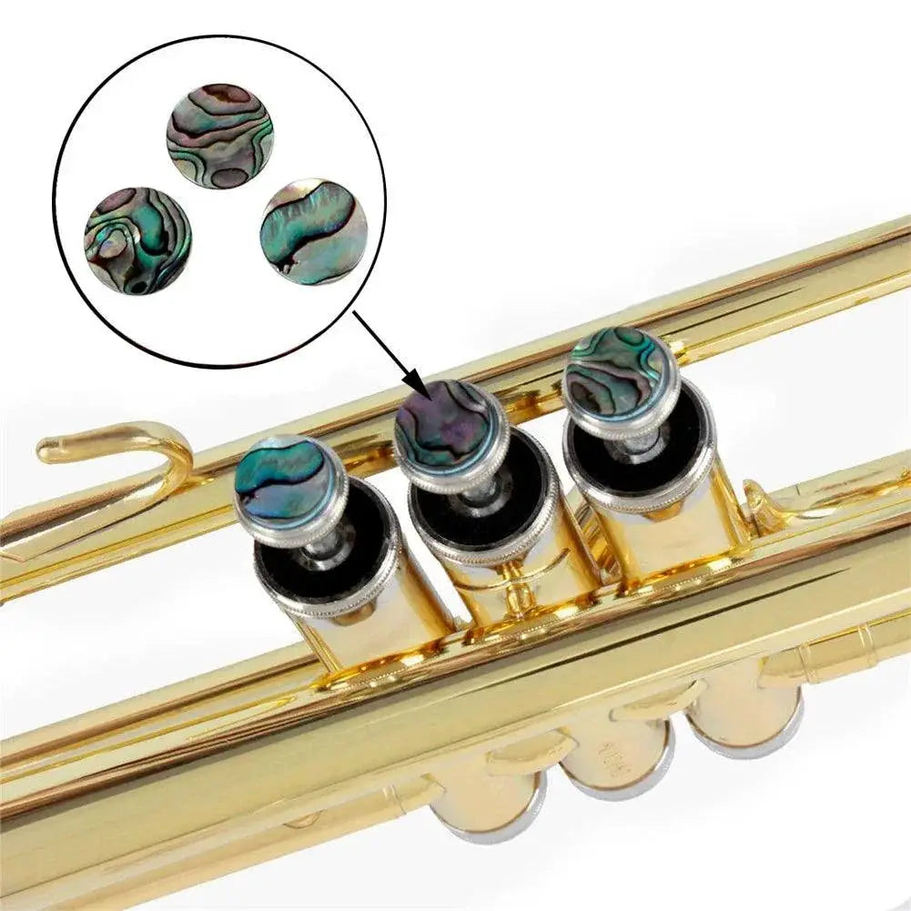 3 Piece Abalone Shell Trumpet Valve Caps Finger Buttons Set