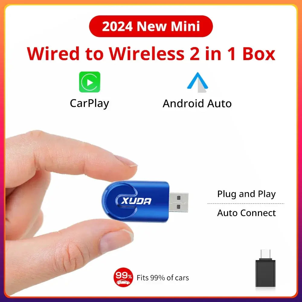 2 In1 Wireless CarPlay And Android Auto AI Box Mini Adapter