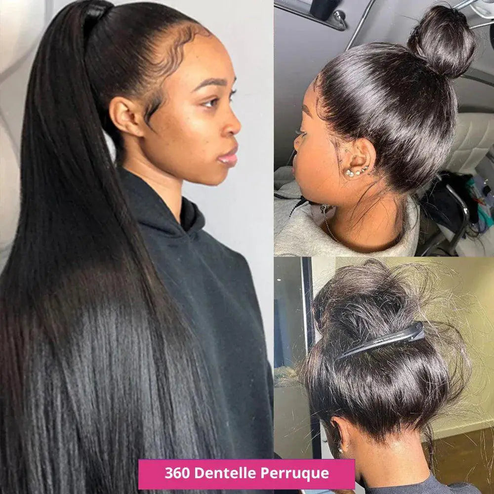 30 Inch 360 Lace Front Human Hair Wig Bone Straight