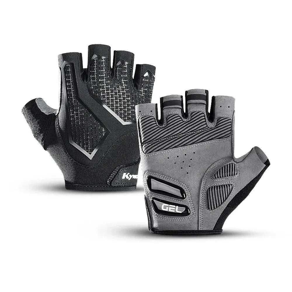 Summer Half Finger MTB Cycling Gloves Black Liquid Silicone