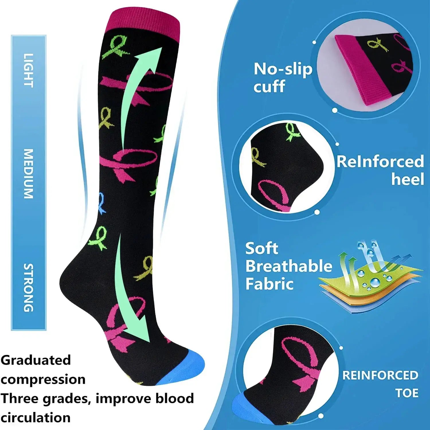 Unisex Compression Knee Socks for Edema and Varicose Veins